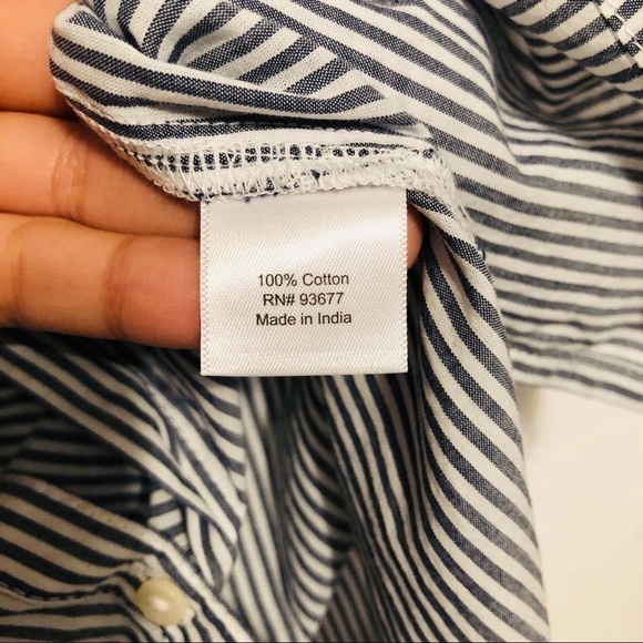 NWT St. John’s Bay Striped Button Down Crewneck Blouse Size Small - Picture 7 of 9